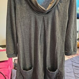 Gray Hooded Cardigan with Pockets